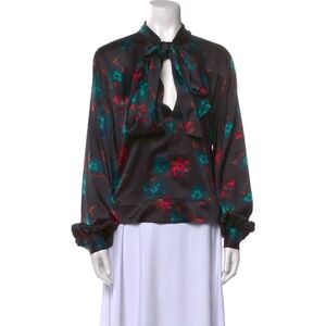 Ganni Silk Floral Print Blouse